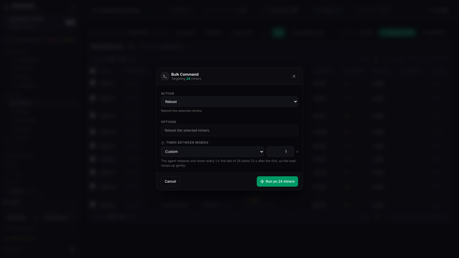 Bulk Command dialog